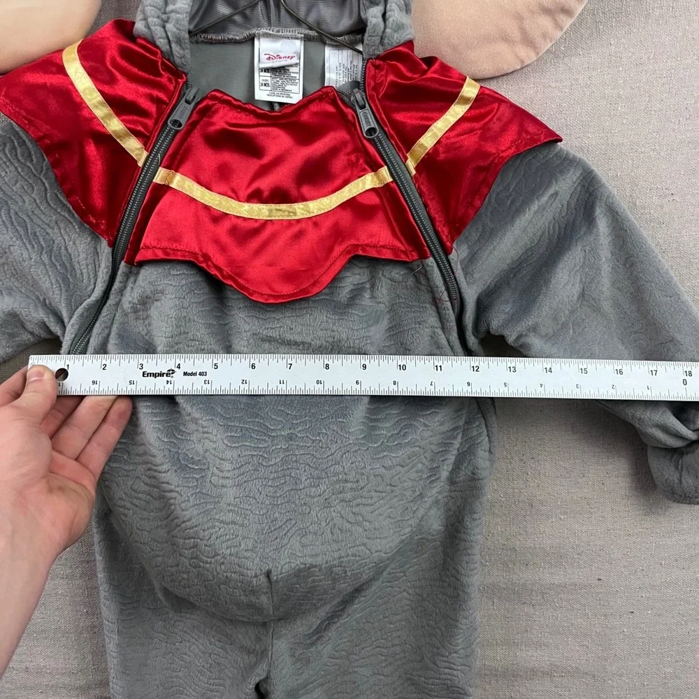 VTG Disney Store Dumbo Costume Toddler 24 Months Grey Elephant Jumpsuit Hat - Picture 3 of 9